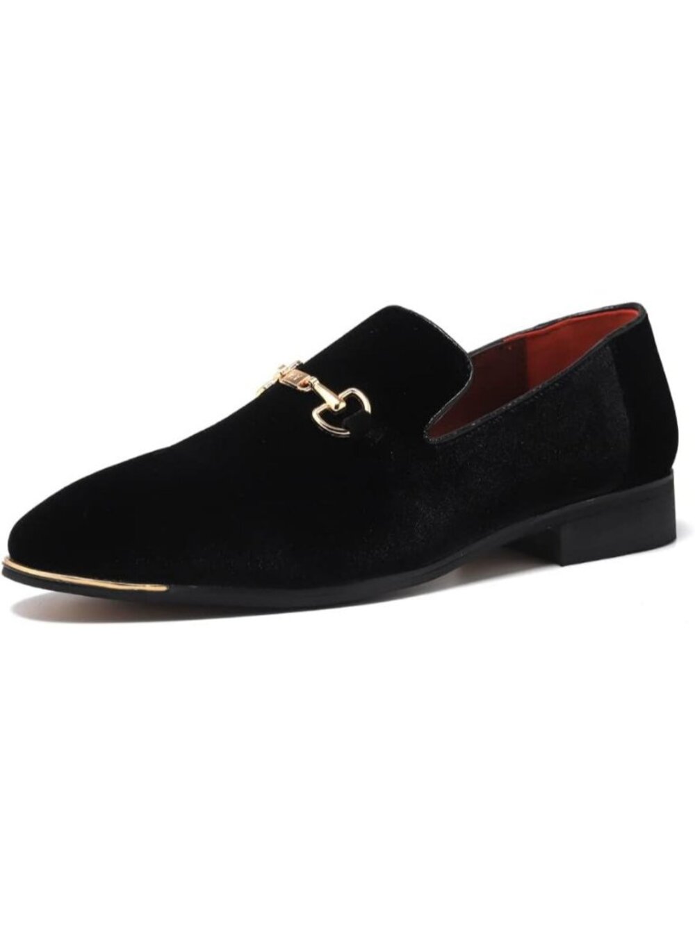 Men's Black Velvet Penny Loafers Metal Buckle Slip On Luxury Suede Formal Shoes